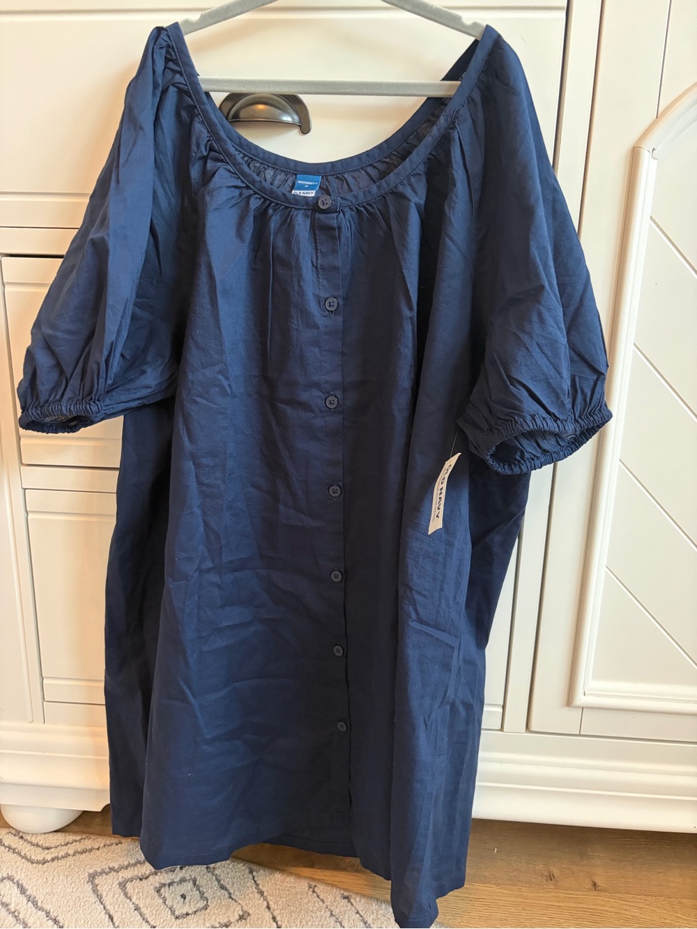 NWT navy blue maternity blouse, size medium